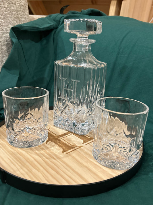 decanter set w/ 4 glasses and tray image 0